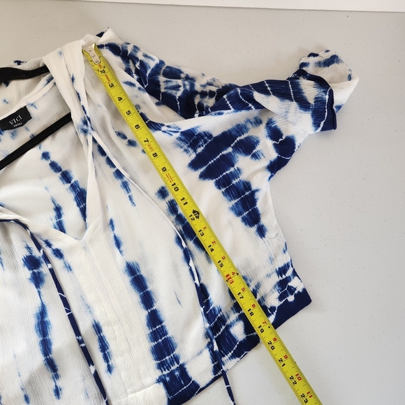 Vici Baja Blue Tie Dye Oversized Crop Top Cropped Hoodie Boho Beach Size Small - Picture 9 of 12